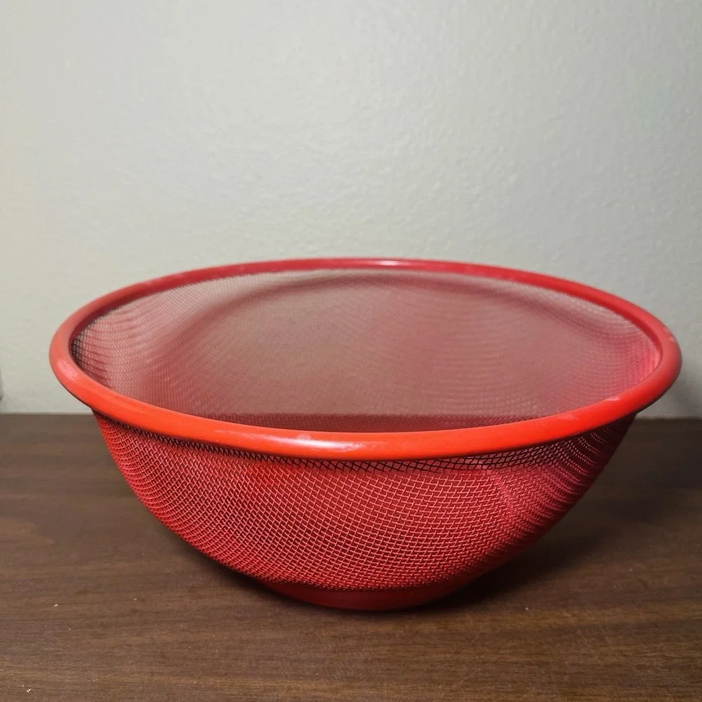 Apple Shape Fruit Mesh Basket Red Full Enclosure‎ Snaps Shut Whimsy Artsy Boho